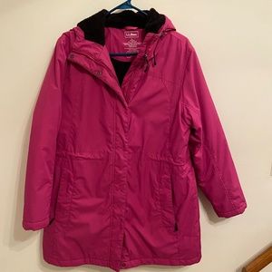 Pink LL Bean Long Women's Hooded Winter/Rain Coat size L